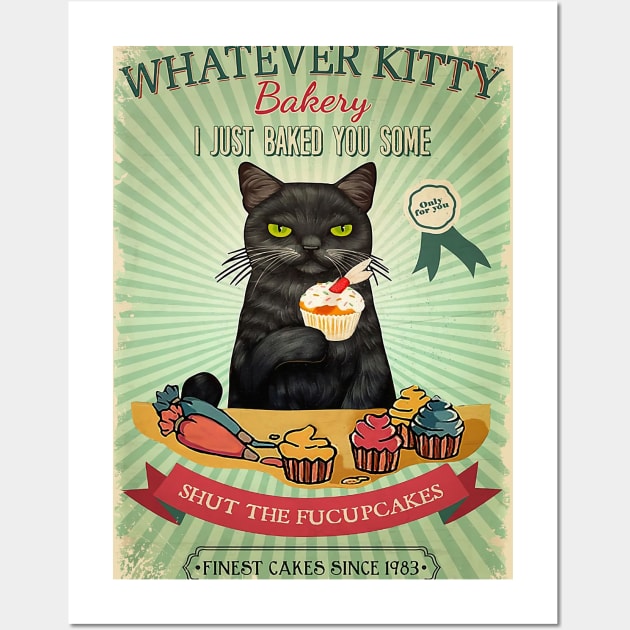 BLACK CAT BAKERY FUCUPCAKES Wall Art by gokilshop